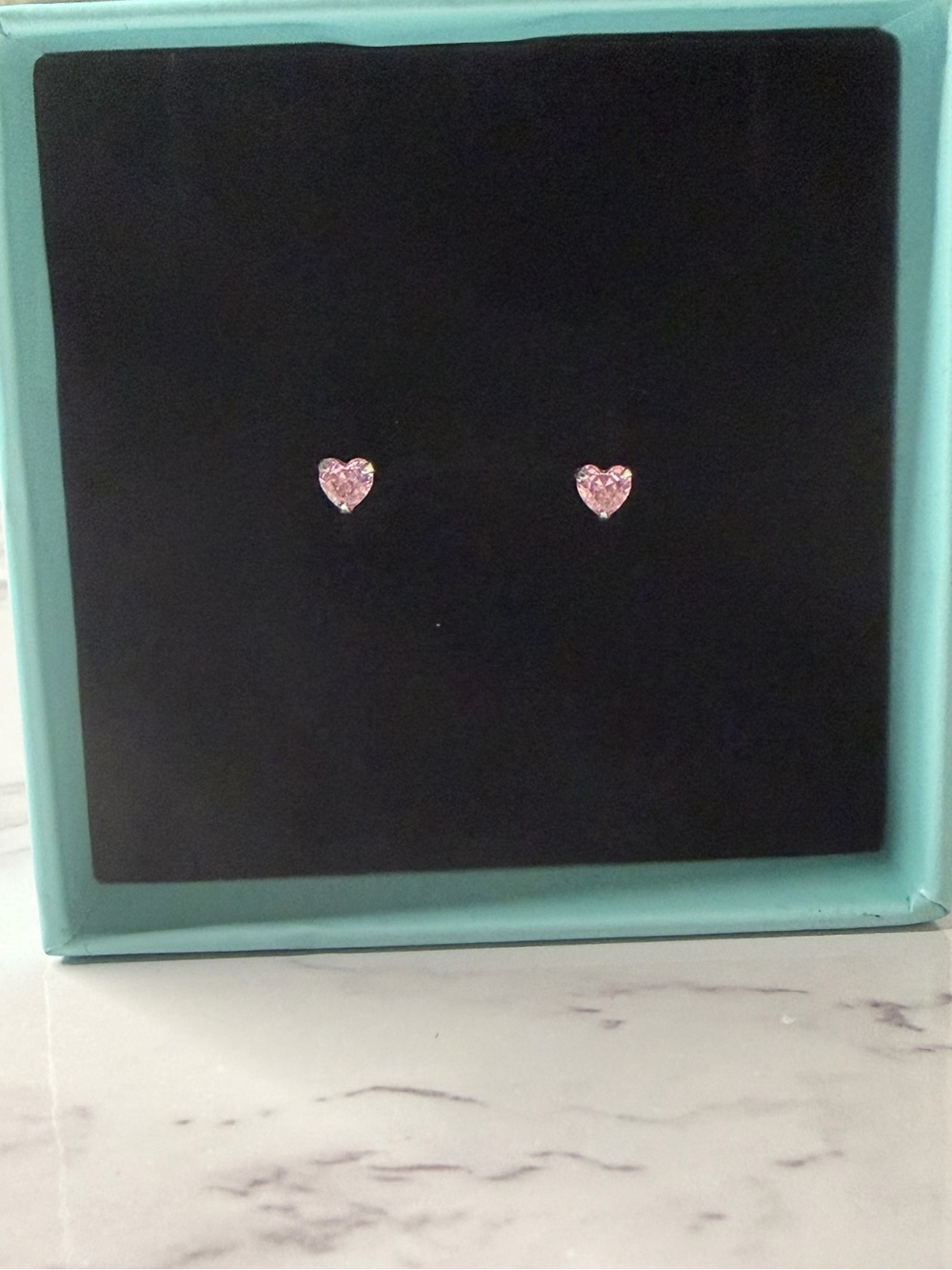 Pink Heart Earrings 925 Sterling Silver